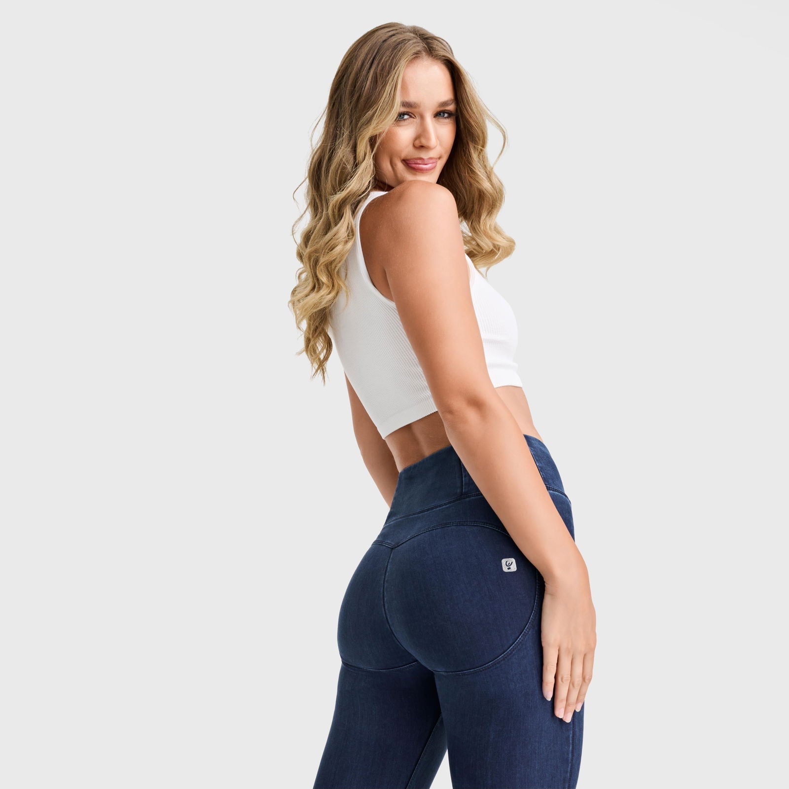 WR.UP® Core Denim - Super High Waisted - 7/8 Length - Dark Blue + Blue Stitching - Freddy Australia