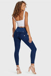 WR.UP® Denim - 3 Button High Waisted - 7/8 Length - Dark Blue + Blue Stitching 5