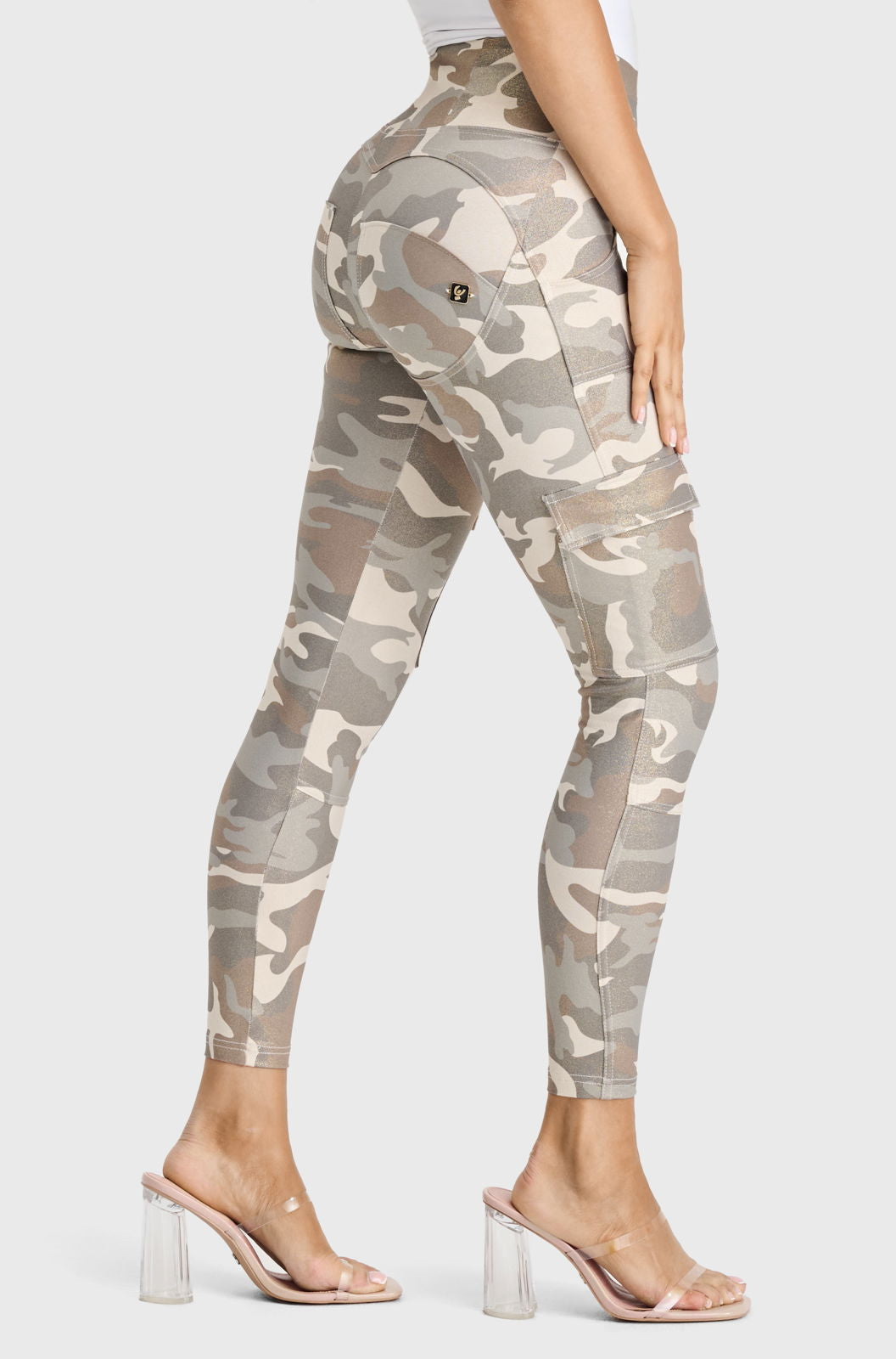 WR.UP® Cargo Fashion - High Waisted - 7/8 Length - Glitter Gold Camo - Freddy Australia