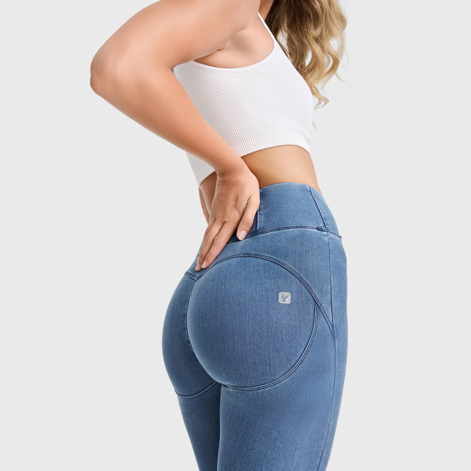 WR.UP® Core Denim - Super High Waisted - 7/8 Length - Light Blue + Blue Stitching 3