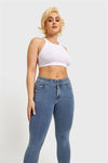 N.O.W® Denim - High Waisted - 7/8 Length - Light Blue + Yellow Stitching 17