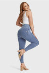 WR.UP® Curvy Denim - Zip High Waisted - 7/8 Length - Light Blue + Yellow Stitching 3