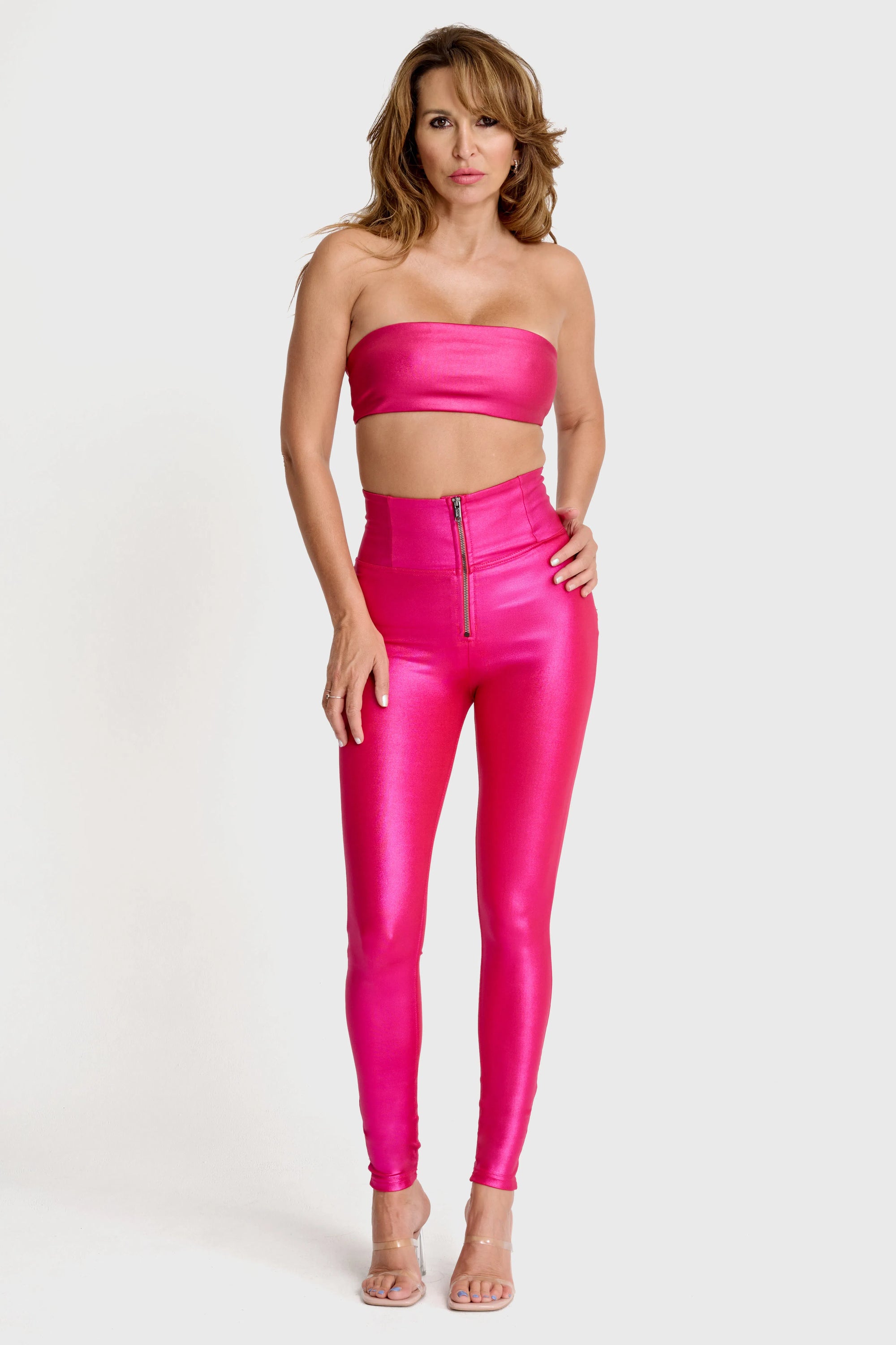 Metallic Strapless Bandeau - Hot Pink 3