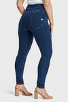 WR.UP® Curvy Denim - Zip High Waisted - Full Length - Dark Blue + Yellow Stitching 9