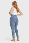 WR.UP® Curvy Denim - Zip High Waisted - Full Length - Light Blue + Yellow Stitching 4