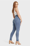 WR.UP® Curvy Denim - Zip High Waisted - Full Length - Light Blue + Yellow Stitching 8