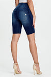 WR.UP® Denim - High Waisted - Biker Shorts - Dark Blue + Blue Stitching 3