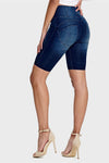 WR.UP® Denim - High Waisted - Biker Shorts - Dark Blue + Blue Stitching 8