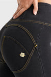 WR.UP® Denim - High Waisted - Full Length - Black + Yellow Stitching 6