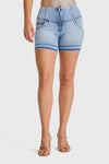 WR.UP® SNUG Jeans - High Waisted - Shorts - Light Blue + Blue Stitching 7