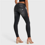 WR.UP® SNUG Jeans - Mid Rise - Full Length - Black + Black Stitching - Freddy Australia