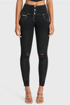 WR.UP® SNUG Ripped Jeans - High Waisted - Full Length - Coated Black + Black Stitching 8