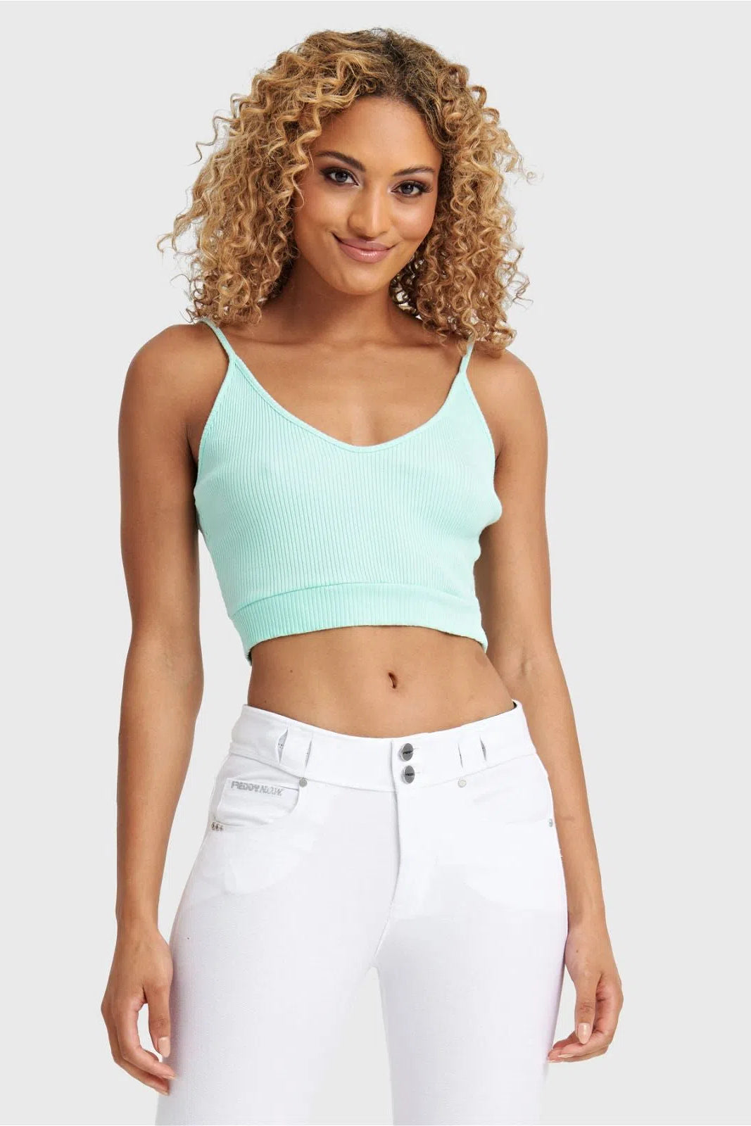 Cotton Ribbed Crop - Aqua 2