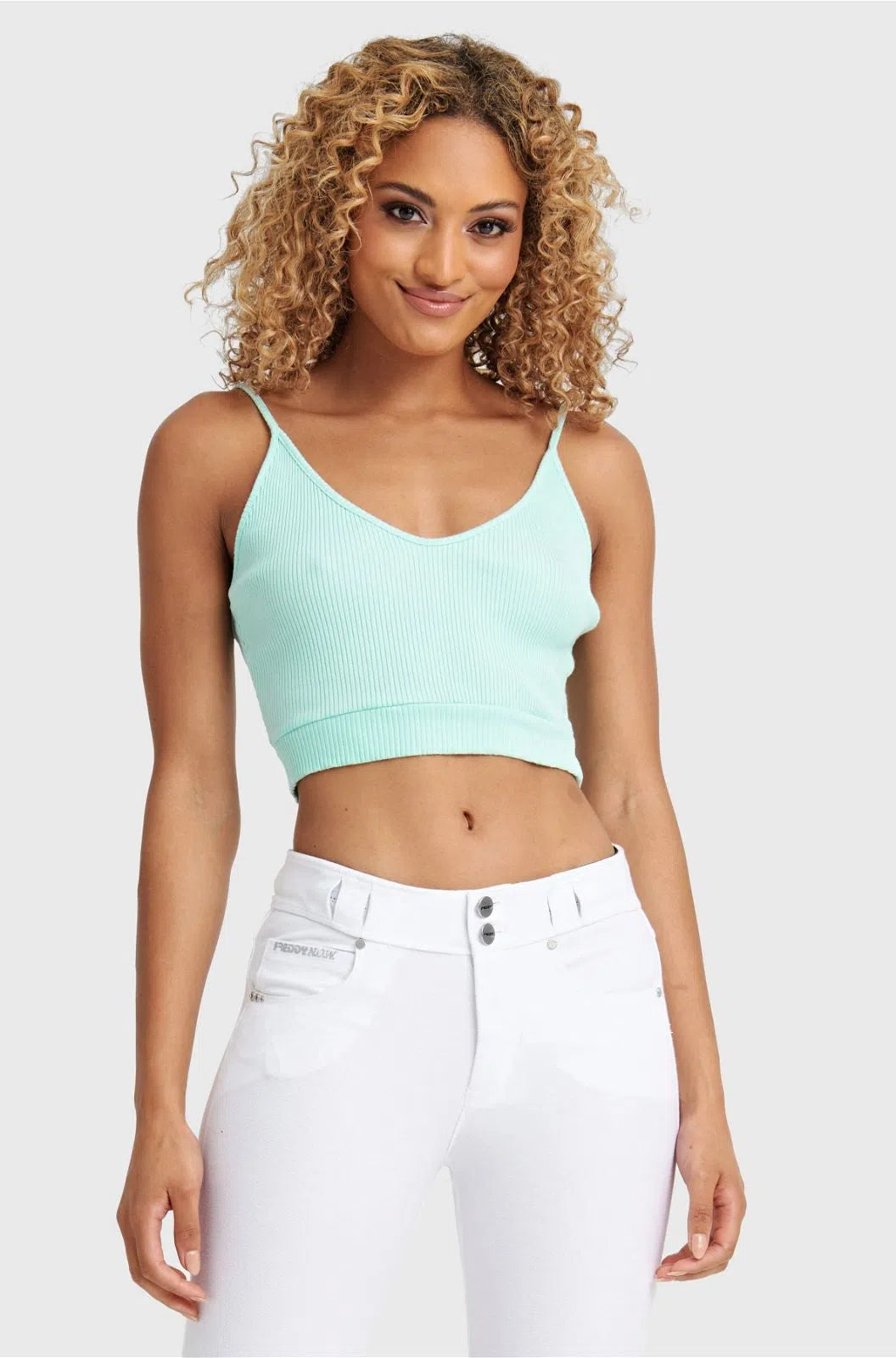 Cotton Ribbed Crop - Aqua