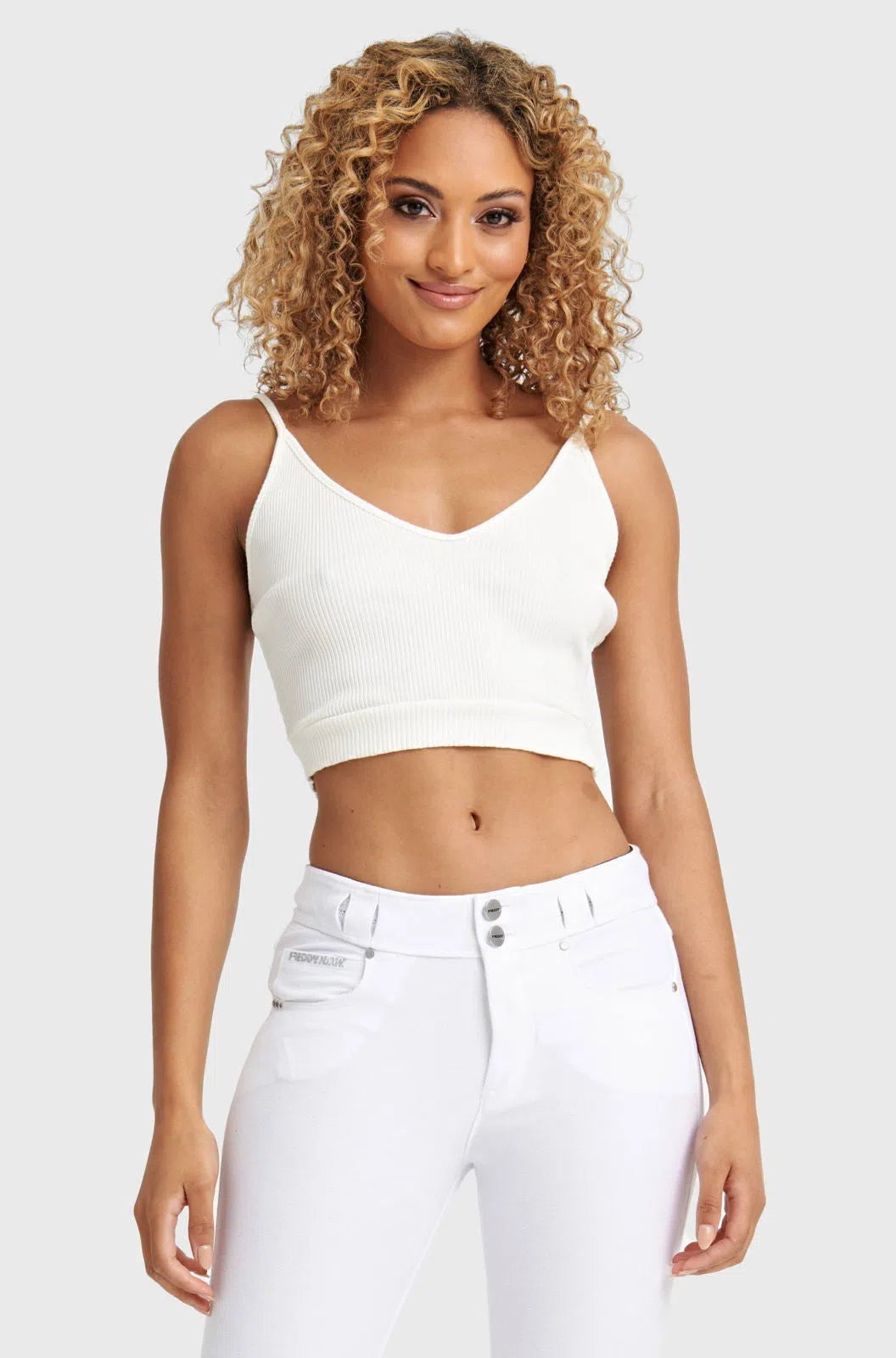 Cotton Ribbed Crop - White