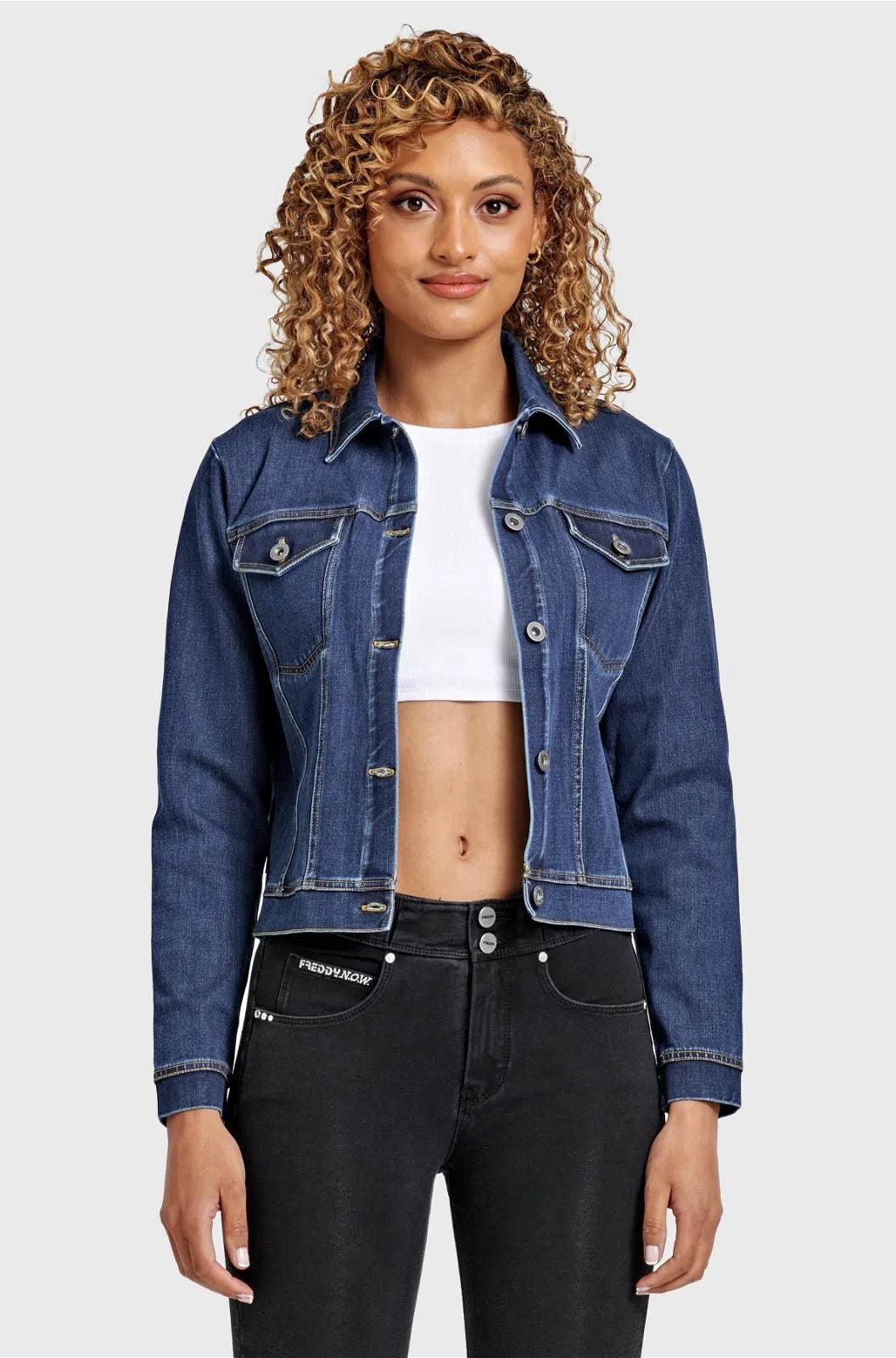 Denim Jacket - Dark Blue + Yellow Stitching