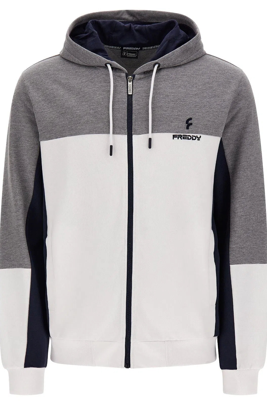 Men&#39;s Zip Up Hoodie - Grey + White