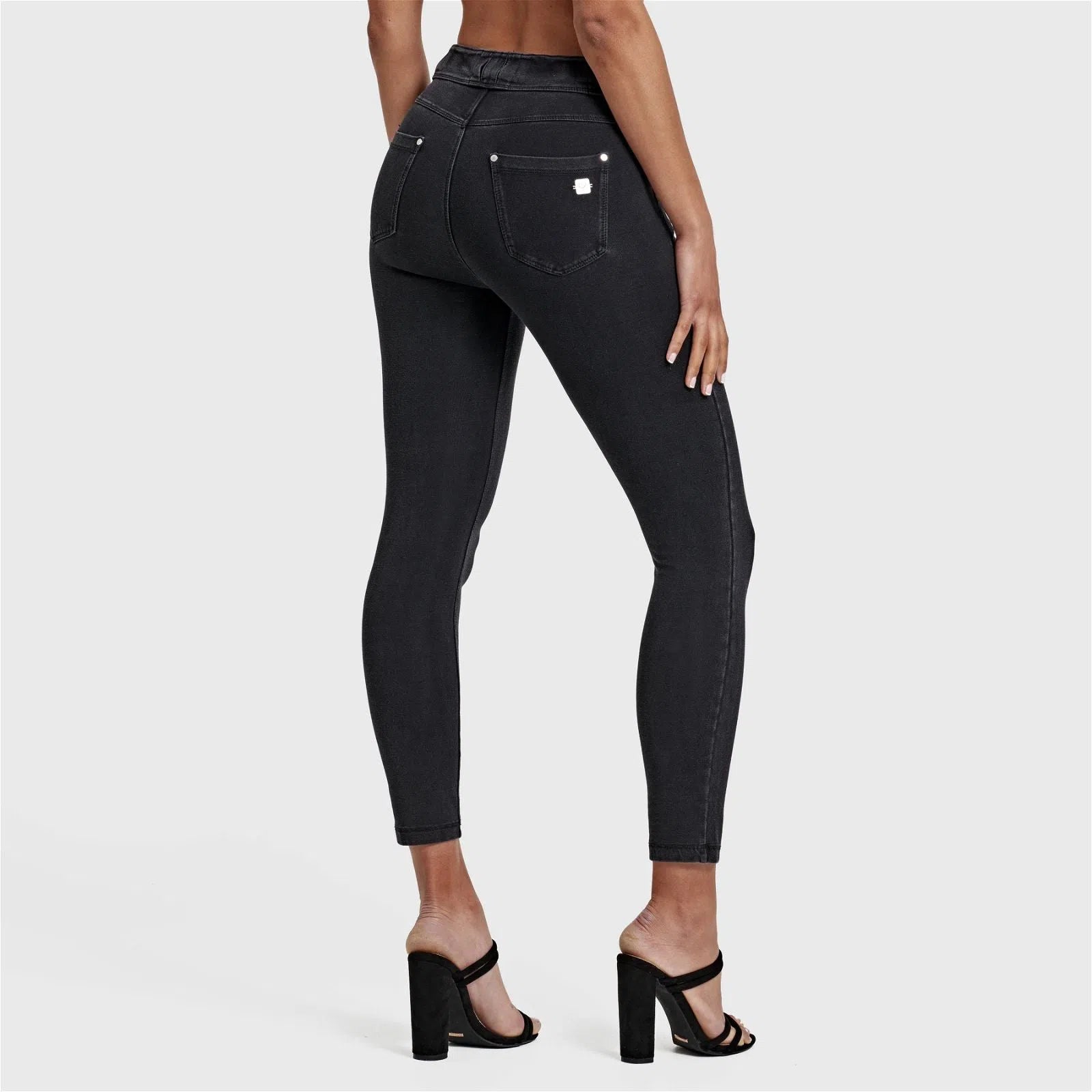 N.O.W® Denim - High Waisted - 7/8 Length - Black + Black Stitching 1