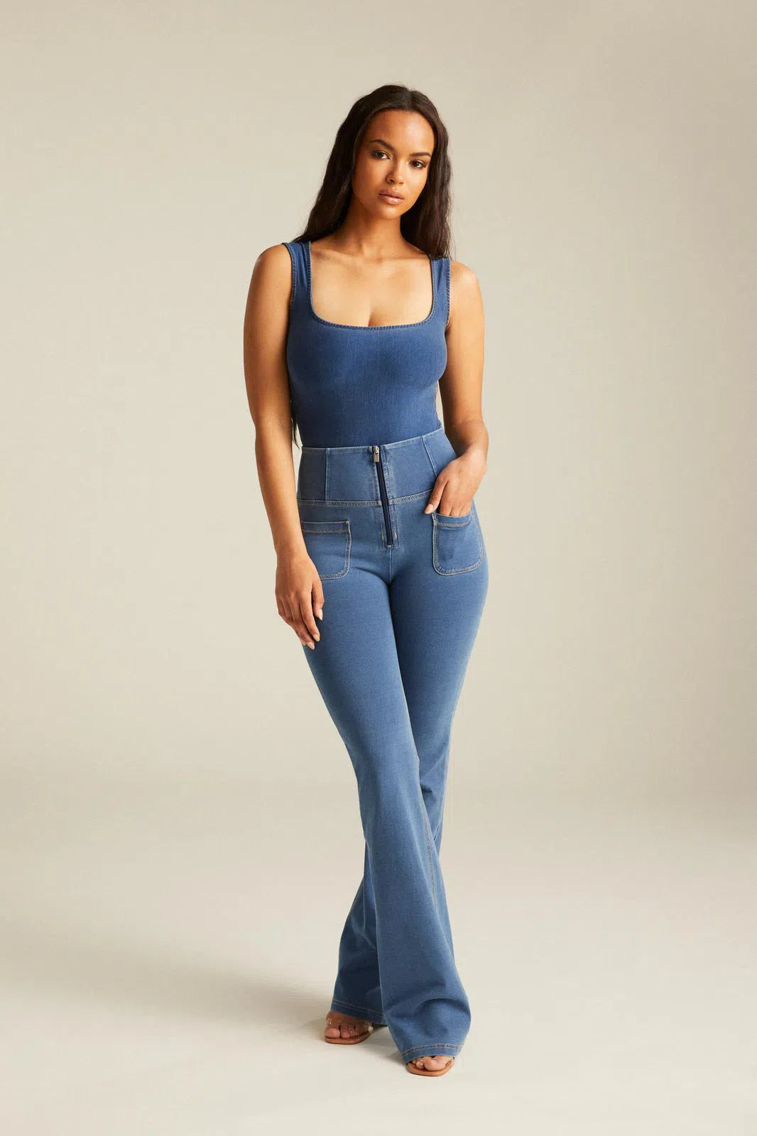 Scoop Neck Bodysuit - Light Blue Denim 3