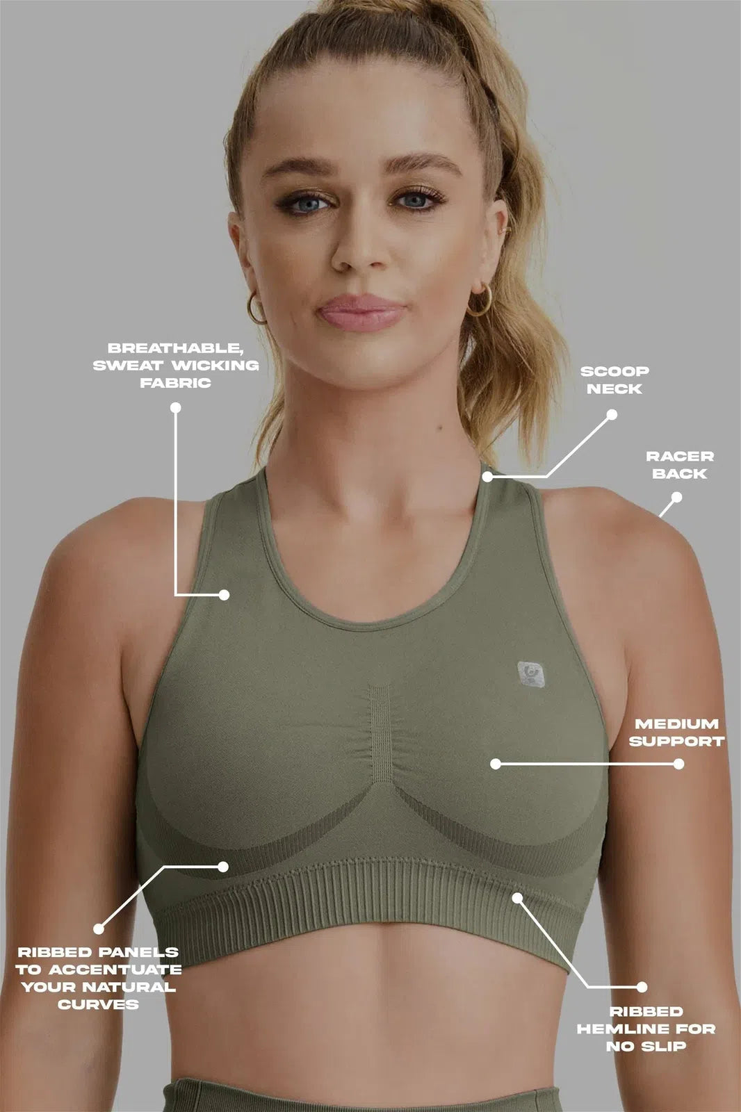 Seamless Sports Bra - Military Green 3