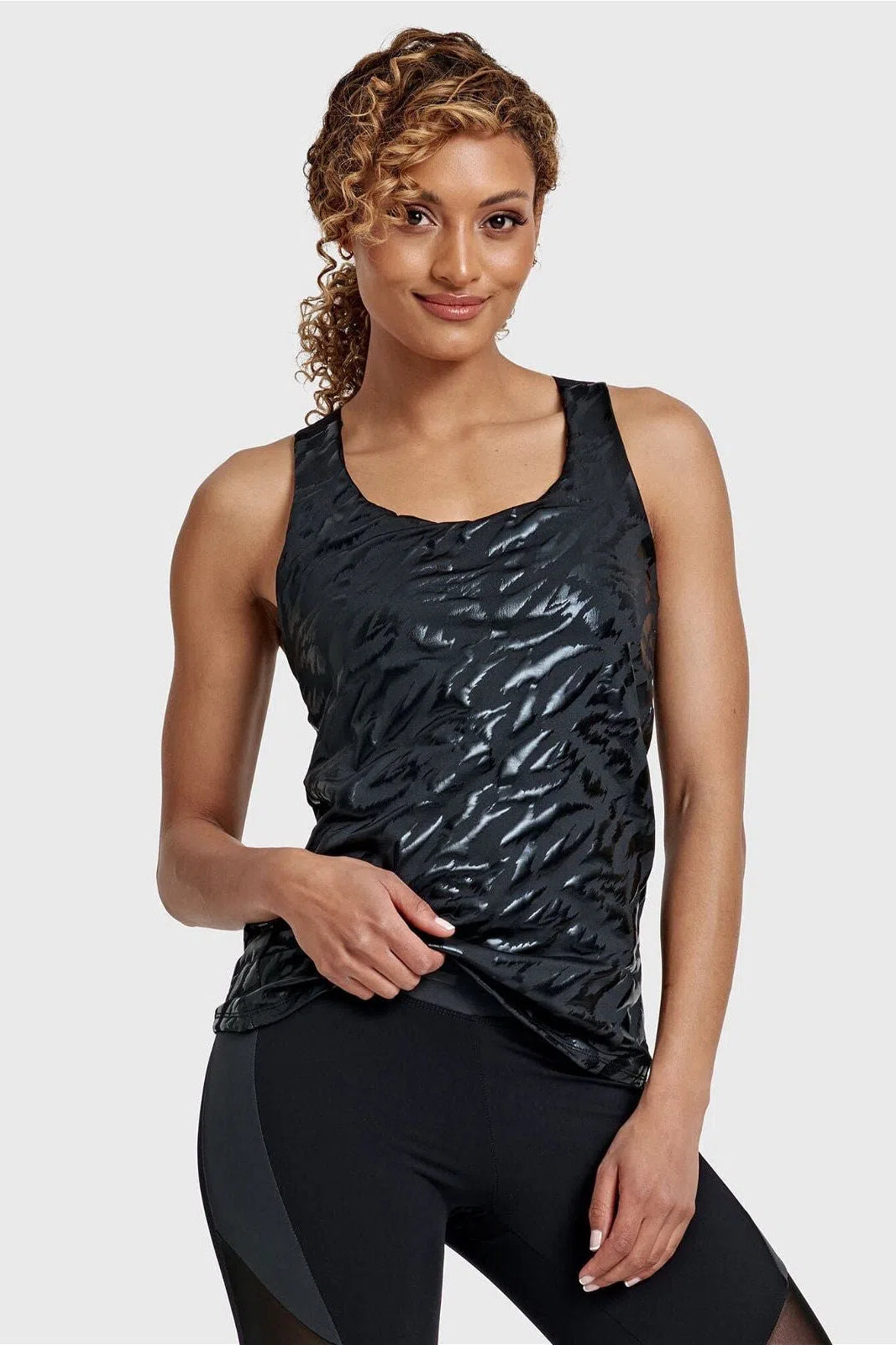 Sports Tank Top Tonal Zebra Print - Black 2