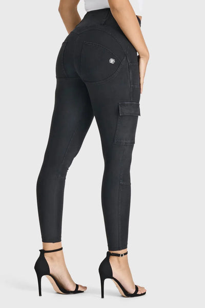 WR.UP® Cargo Denim - High Waisted - 7/8 Length - Black + Black Stitching