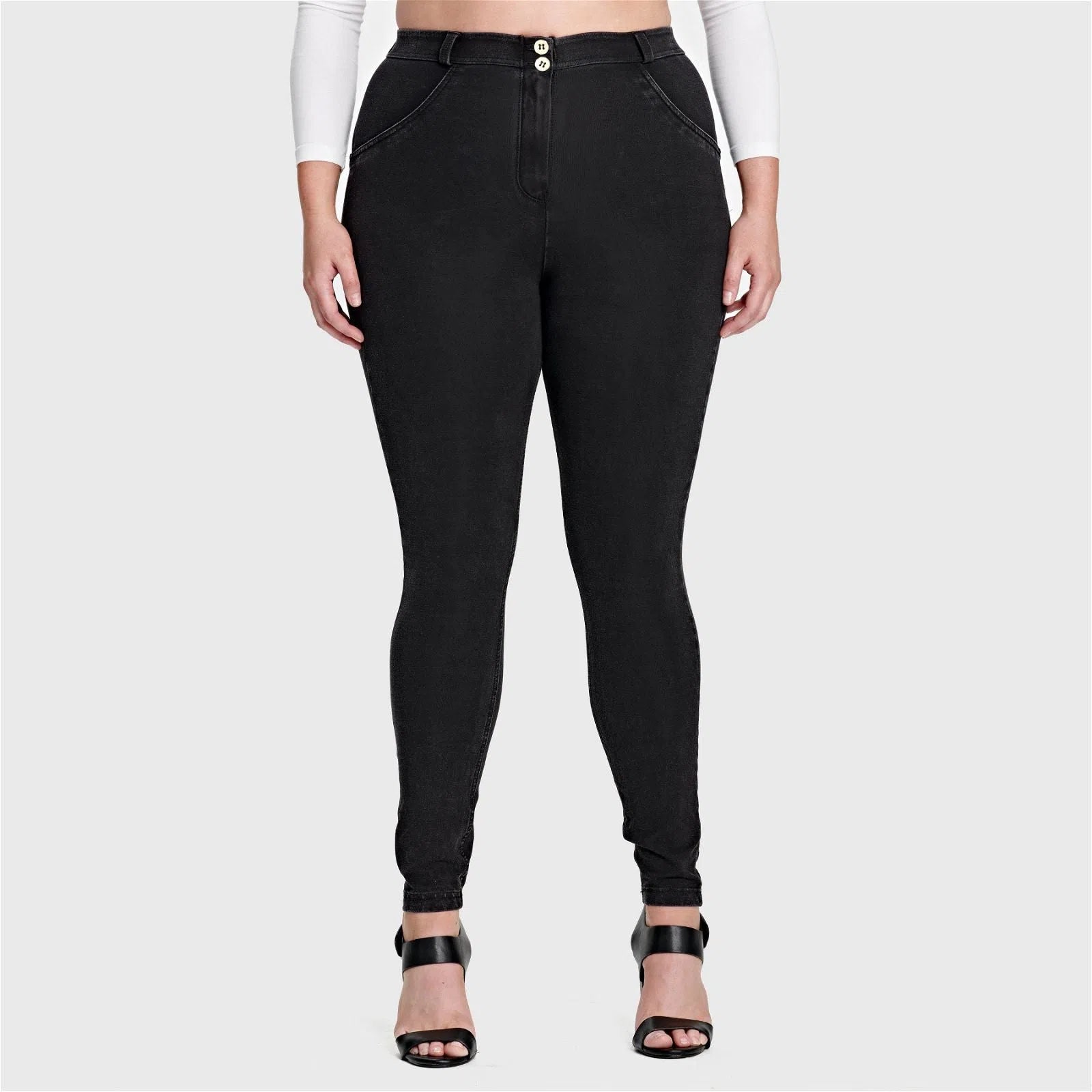 WR.UP® Curvy Denim - High Waisted - Full Length - Black + Black Stitching 2