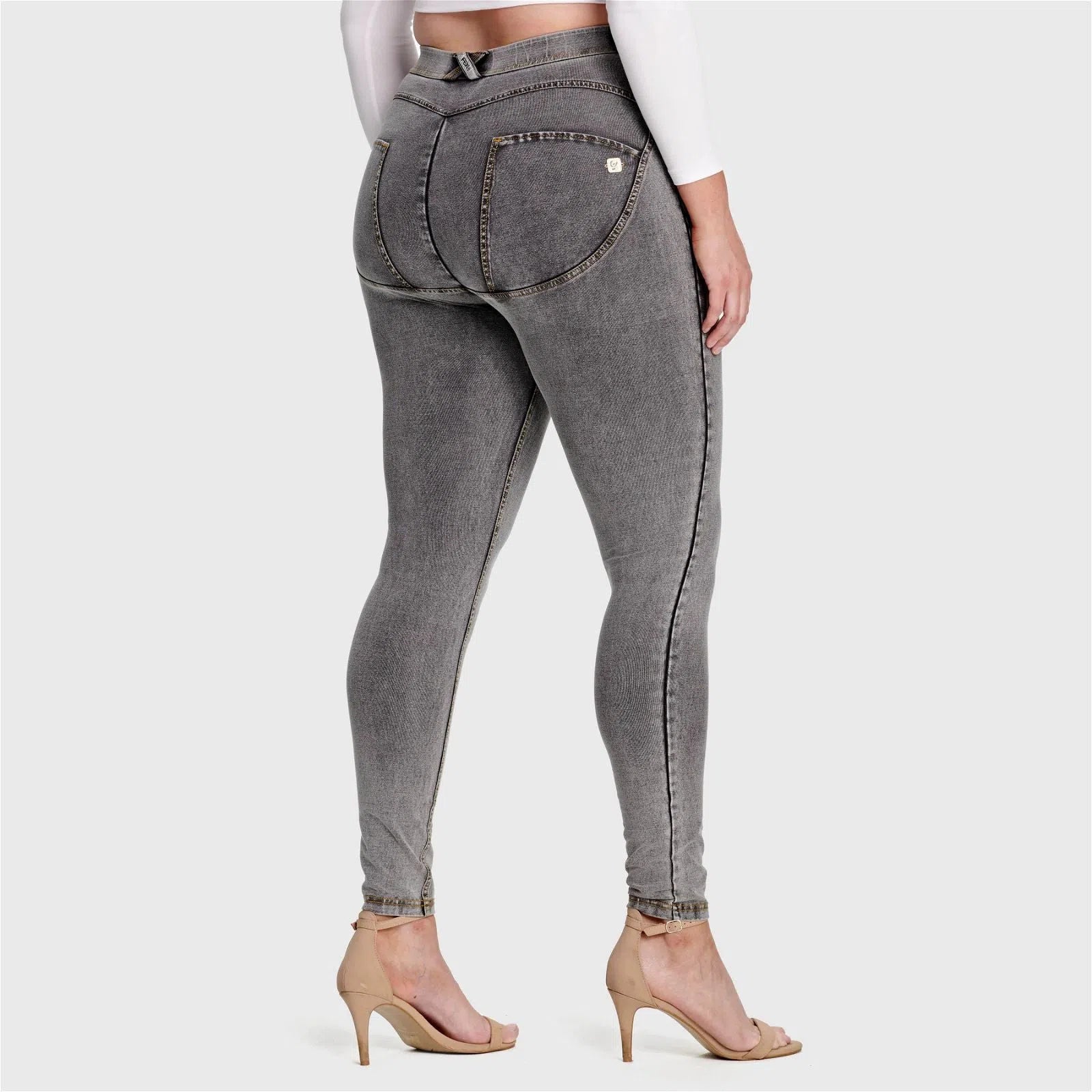 WR.UP® Curvy Denim - High Waisted - Full Length - Grey + Yellow Stitching 2