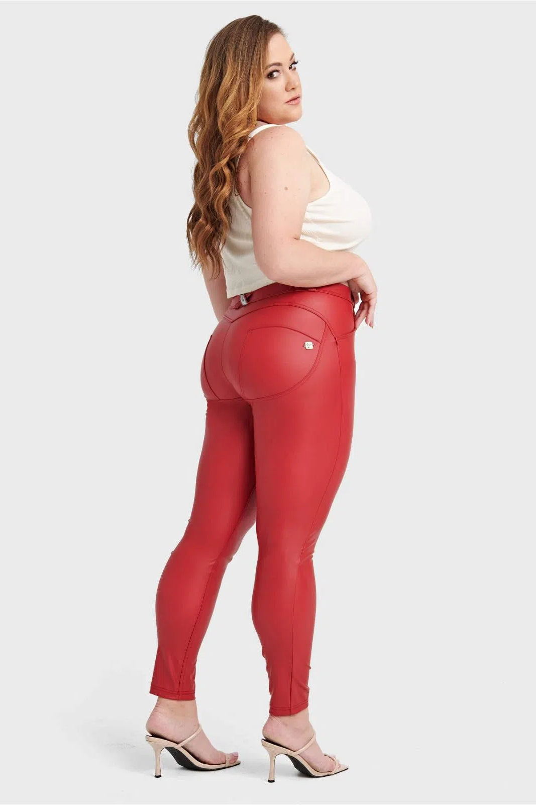 WR.UP® Curvy Faux Leather - High Waisted - Full Length - Red 2