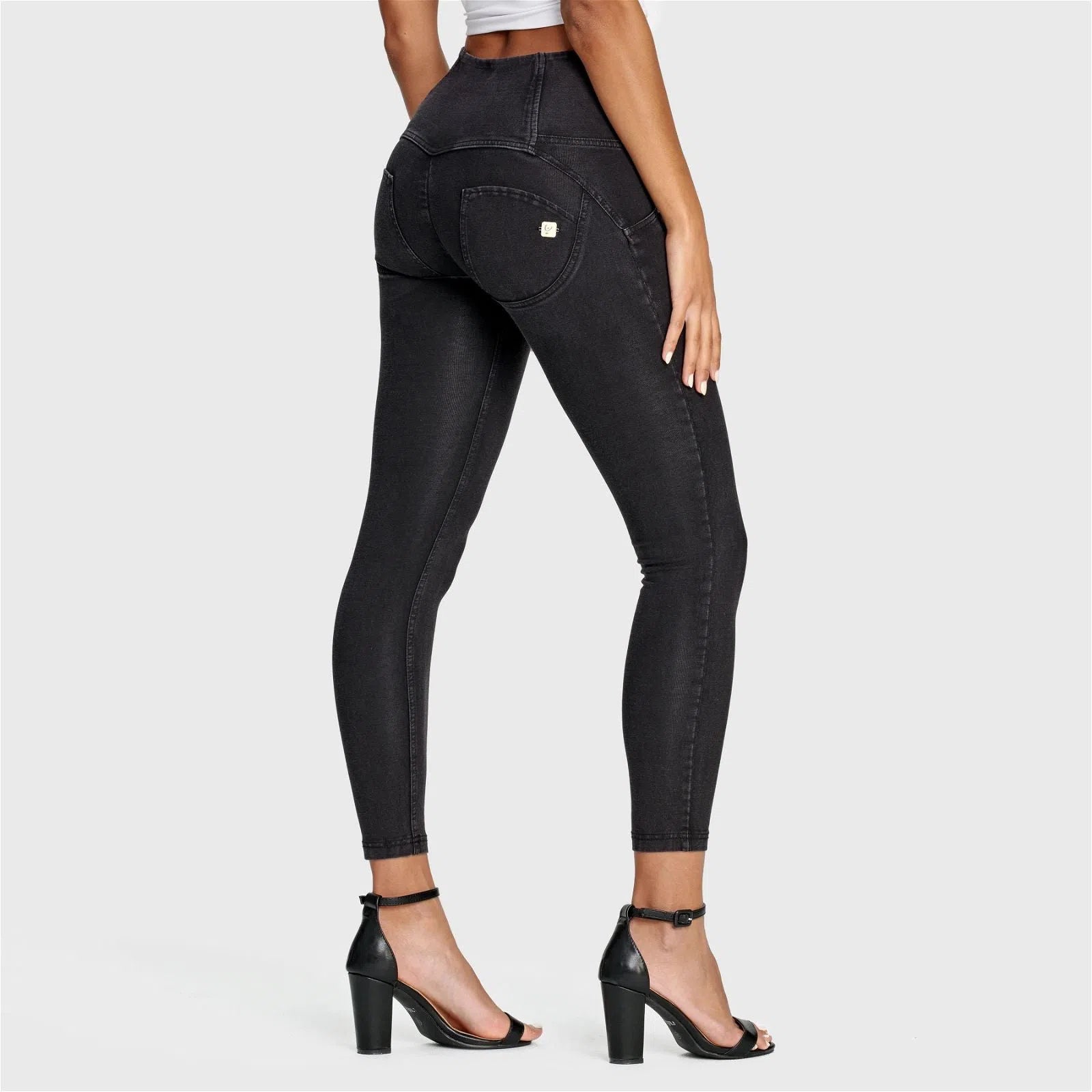 WR.UP® Denim - 3 Button High Waisted - 7/8 Length - Black + Black Stitching 1