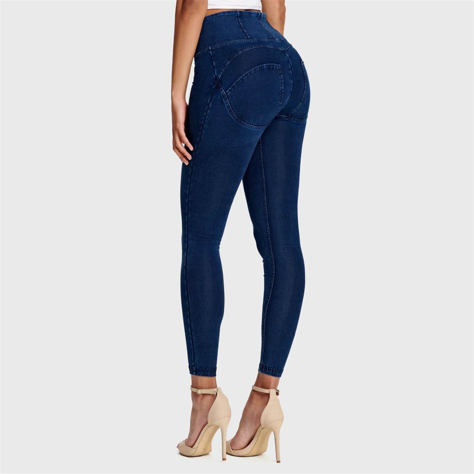 WR.UP® Denim - High Waisted - 7/8 Length - Dark Blue + Blue Stitching 2