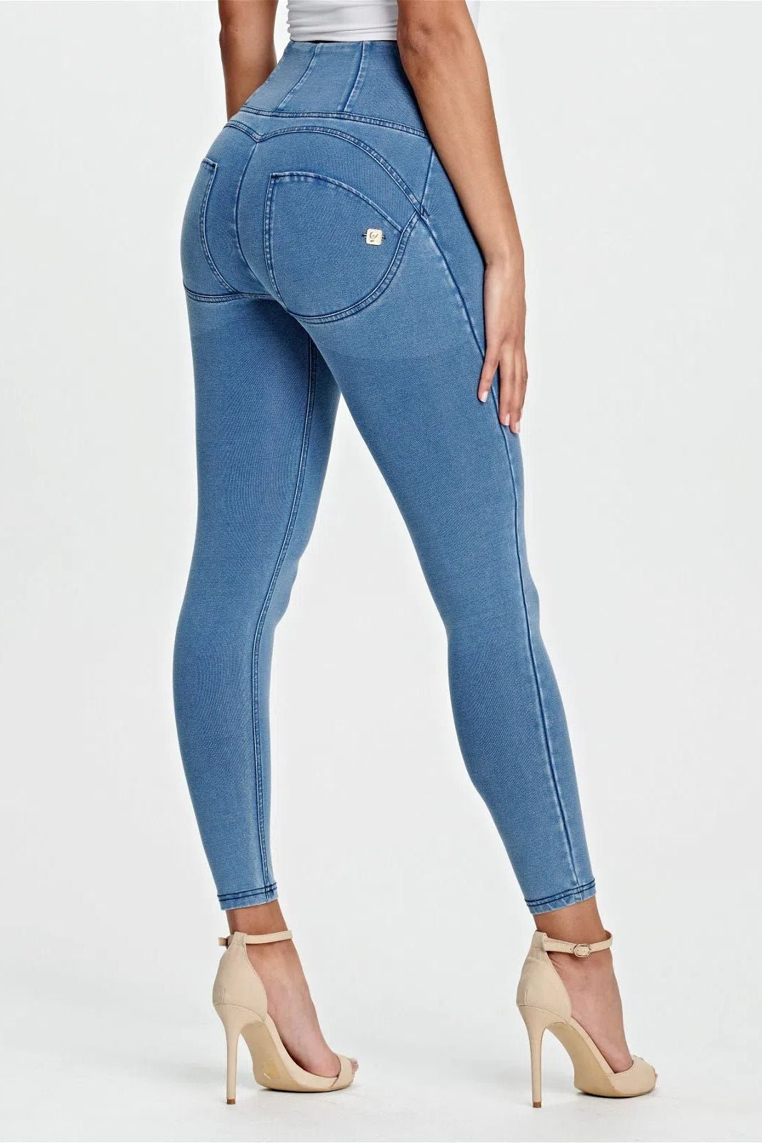 WR.UP® Denim - High Waisted - 7/8 Length - Light Blue + Blue Stitching 3