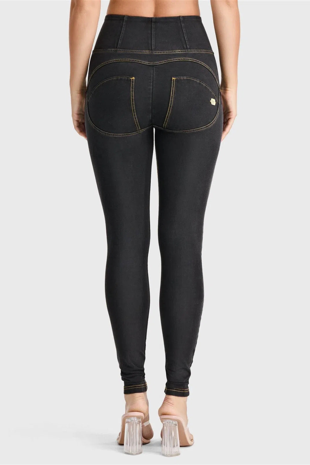 WR.UP® Denim - High Waisted - Full Length - Black + Yellow Stitching 2