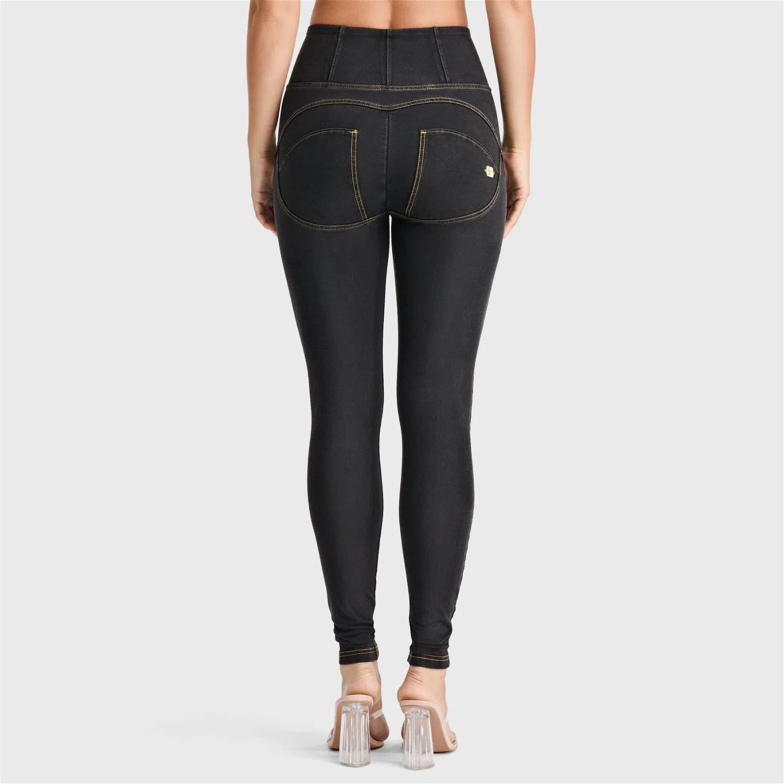 WR.UP® Denim - High Waisted - Full Length - Black + Yellow Stitching 2