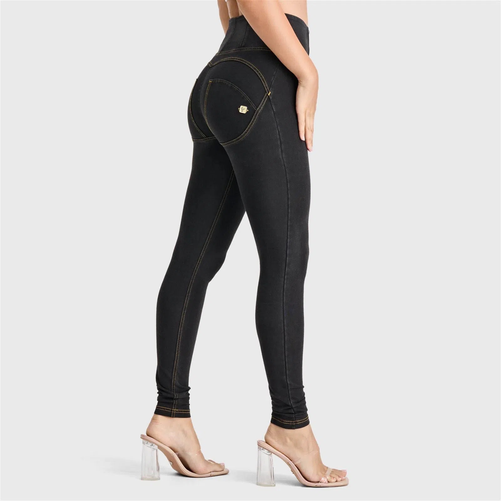 WR.UP® Denim - High Waisted - Full Length - Black + Yellow Stitching 1