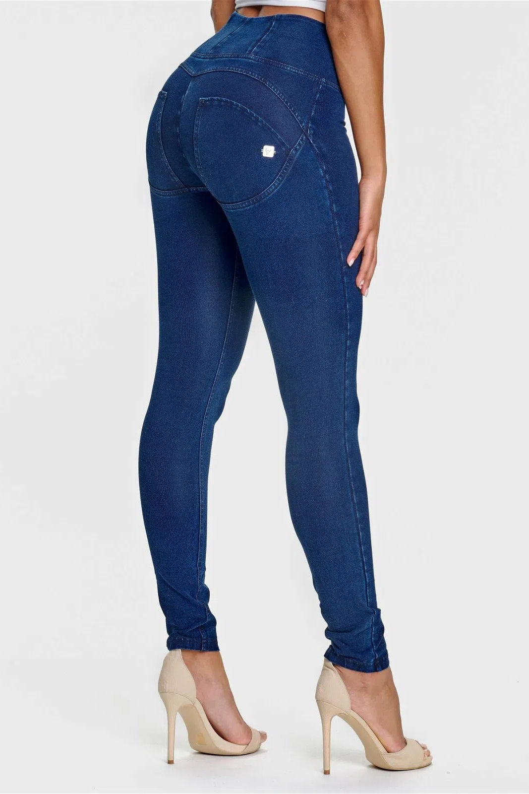 WR.UP® Denim - High Waisted - Full Length - Dark Blue + Blue Stitching 2