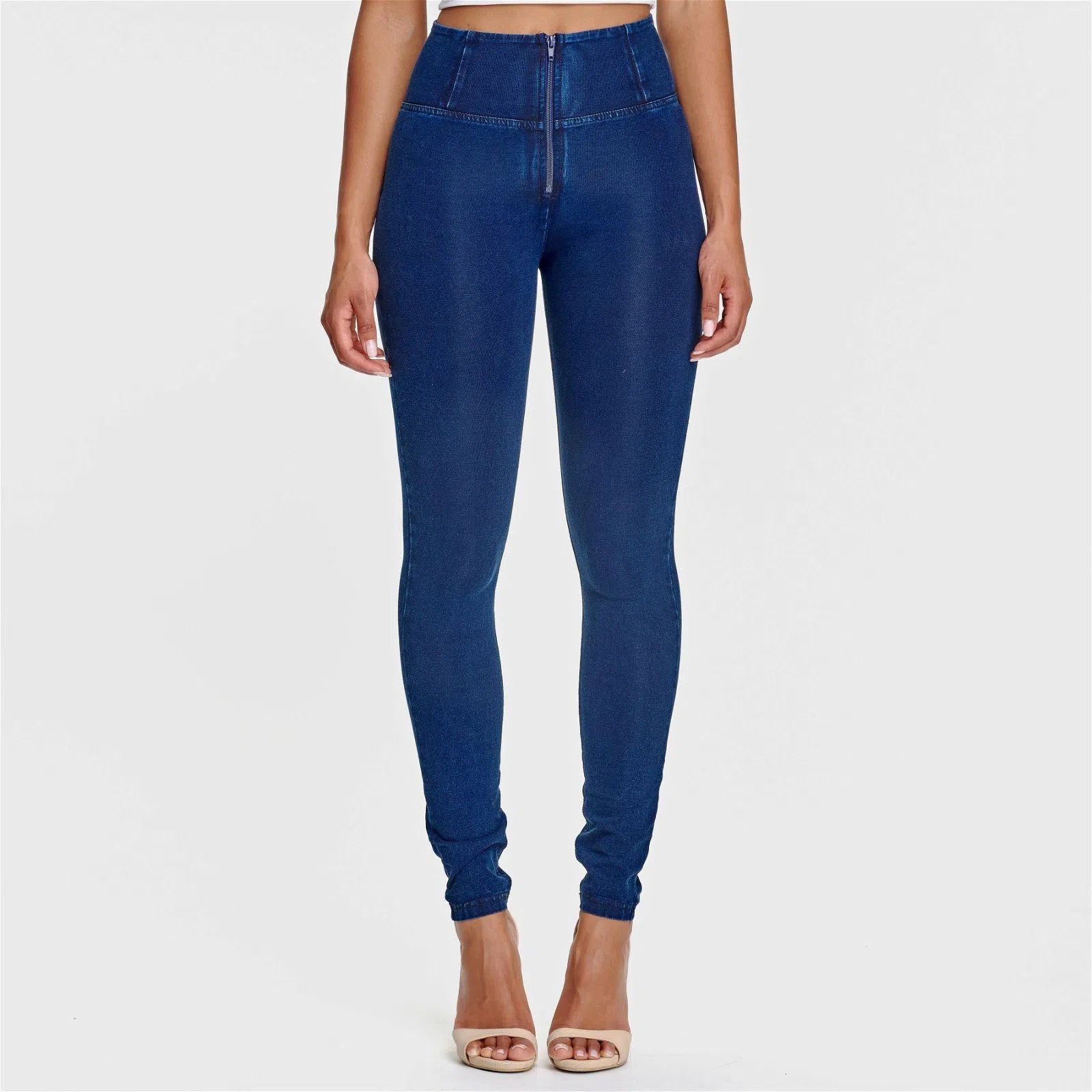 WR.UP® Denim - High Waisted - Full Length - Dark Blue + Blue Stitching 3