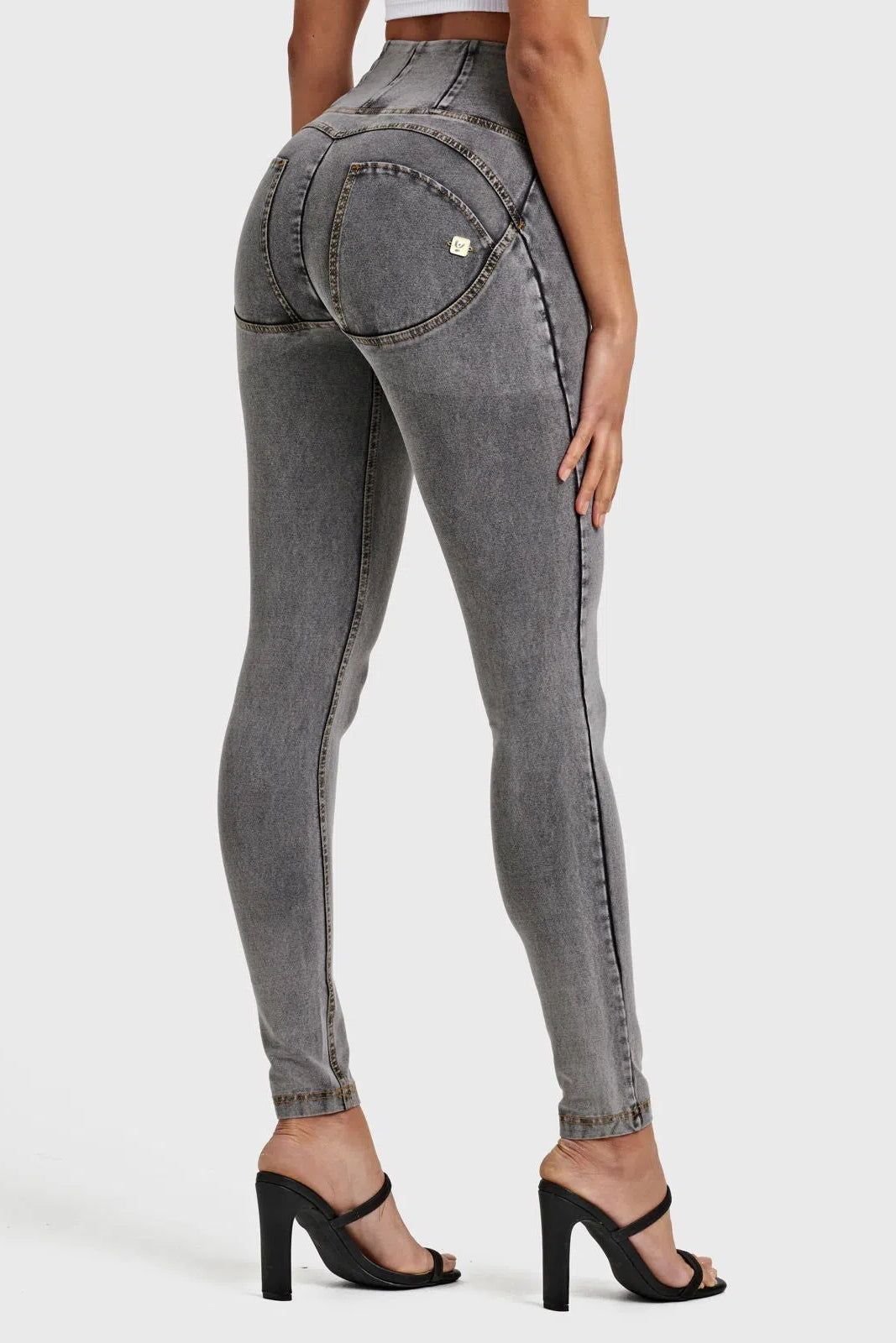 WR.UP® Denim - High Waisted - Full Length - Grey + Yellow Stitching 3