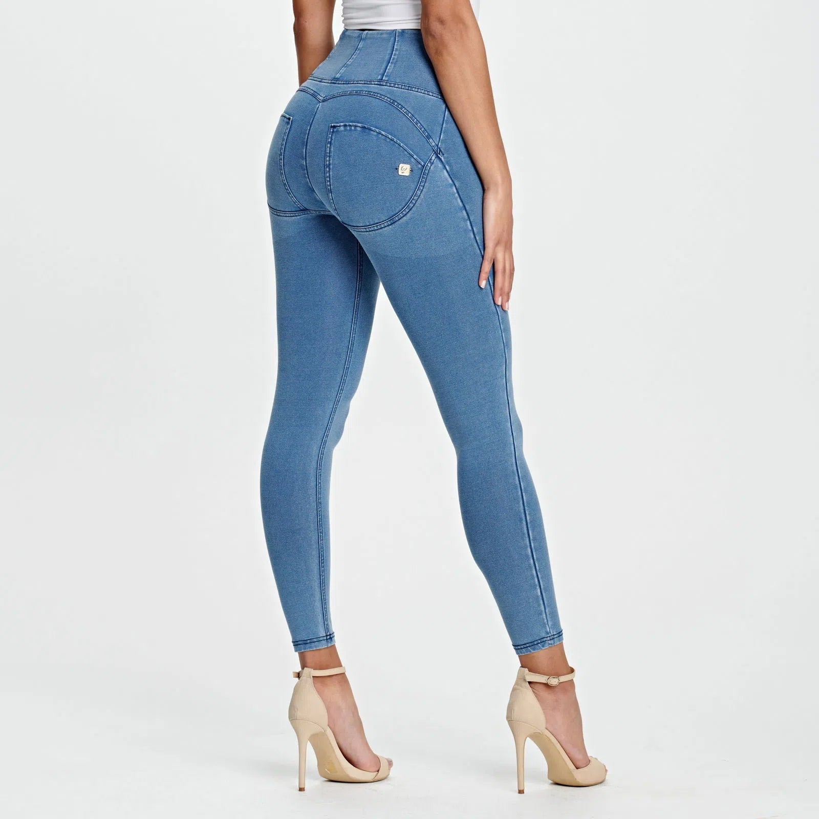 WR.UP® Denim - High Waisted - Full Length - Light Blue + Blue Stitching 2