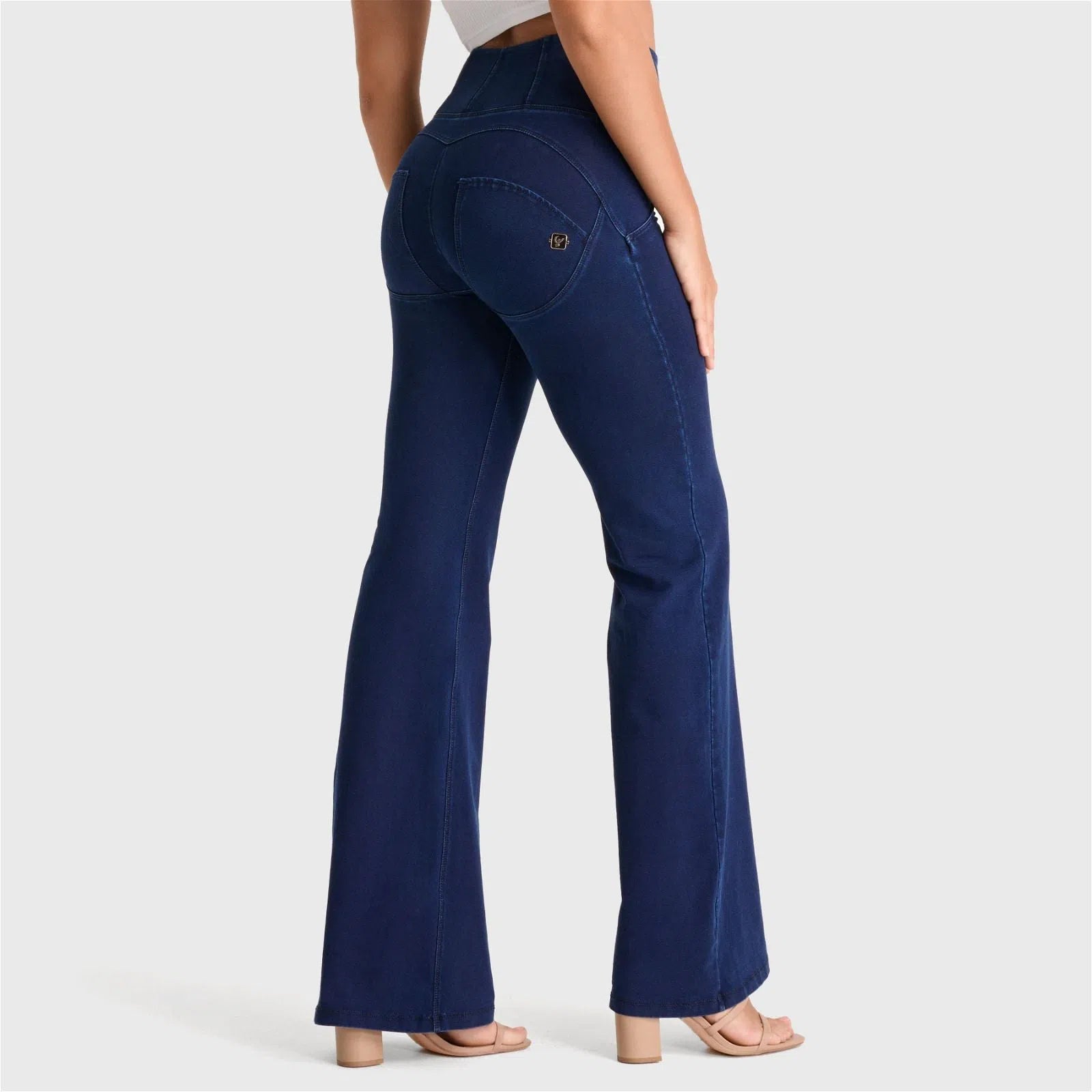 WR.UP® Denim - High Waisted - Super Flare - Dark Blue + Blue Stitching 1