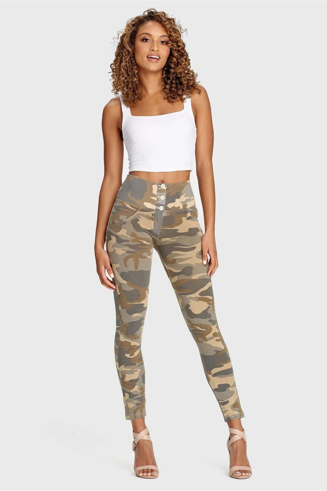 WR.UP® Fashion 3 Button - High Waisted - 7/8 Length - Sand Camo 1