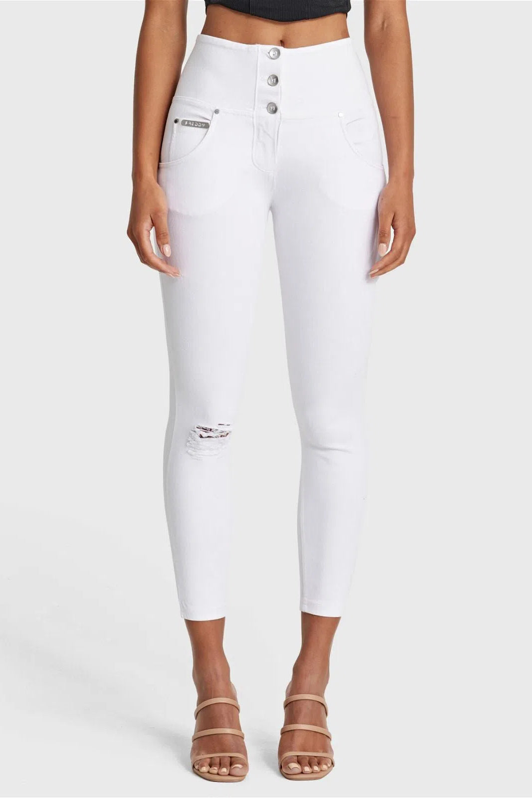 WR.UP® SNUG Distressed Jeans - High Waisted - 7/8 Length - White 3