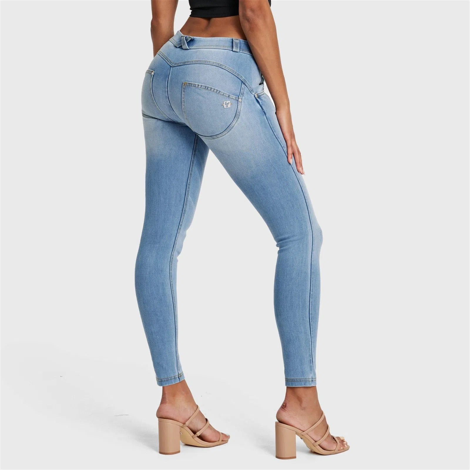 WR.UP® SNUG Jeans - Mid Rise - Full Length - Light Blue + Yellow Stitching 3